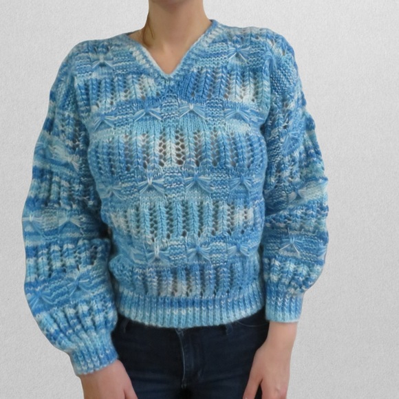 HANDMADE 💙 Cable Knit Sweater - Picture 2 of 3